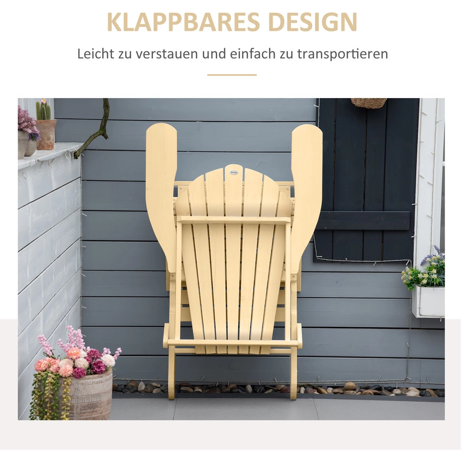 Outsunny Gartenstuhl mit Klappfunktion natur