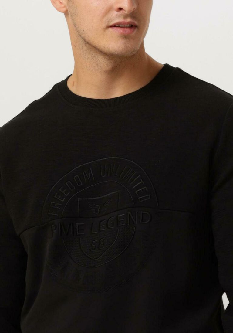 PME LEGEND zwarte pme legend trui crewneck slub-look jacquard sweat
