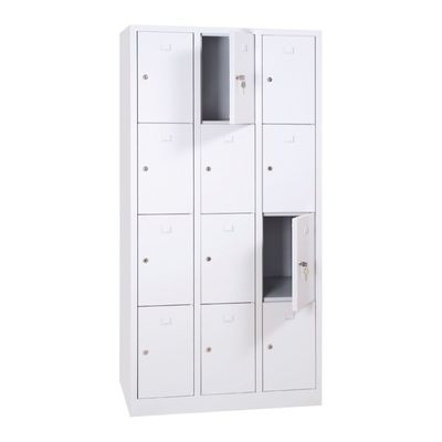 Vestiaire 3 colonnes soit 12 cases monobloc - H180 x L90 x P50 cm - blanc