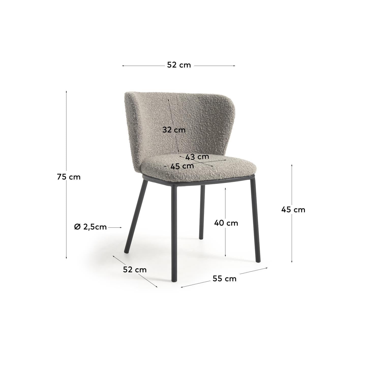 Kave Home Ciselia Eetkamerstoel - Lichtgrijs