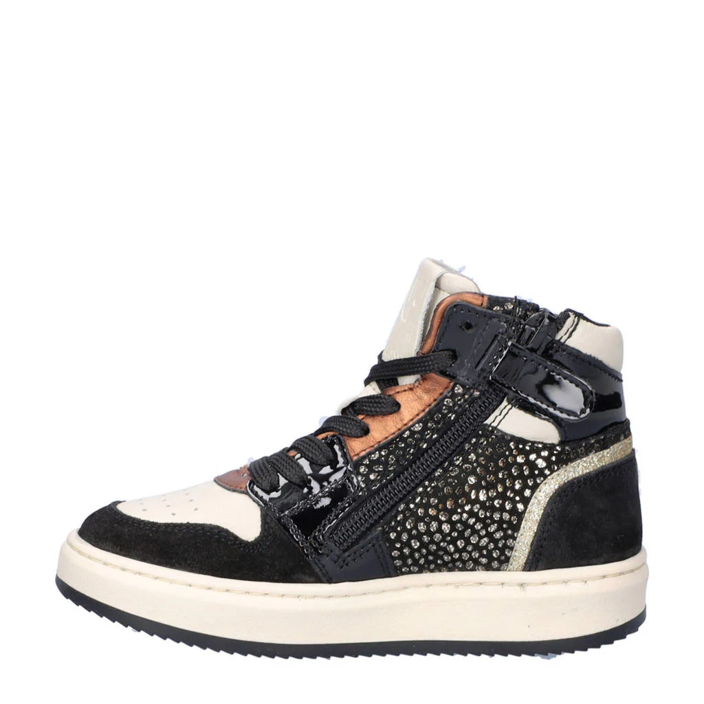 Nelson Kids leren sneakers zwart multi