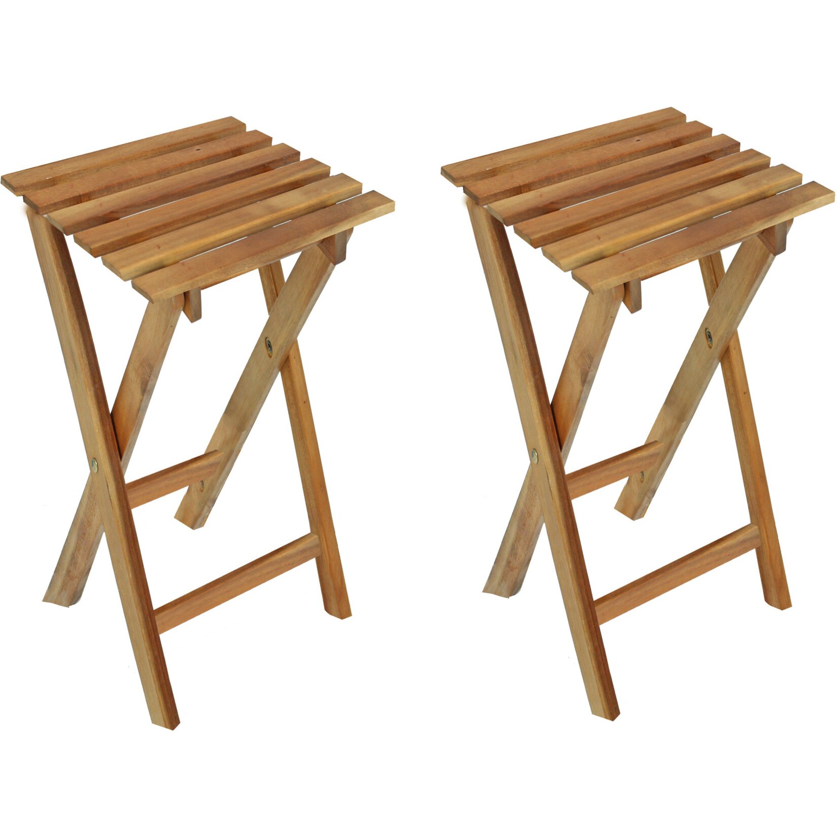 2x Hocker Eukalyptus Klapphocker FSC Holz Gartenhocker Garten Beistelltisch Holz