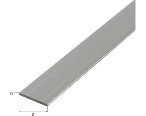 Platte staaf, natuurlijk aluminium, 40x3 mm, 1 m