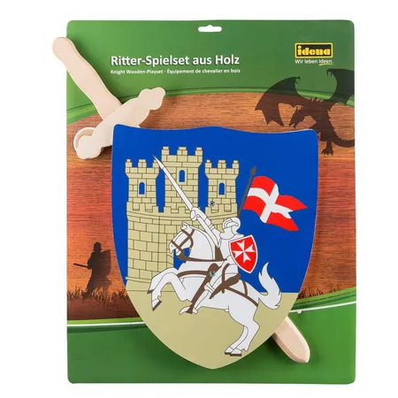 Idena Ritterschild und Schwert aus Holz, Kreuzritter