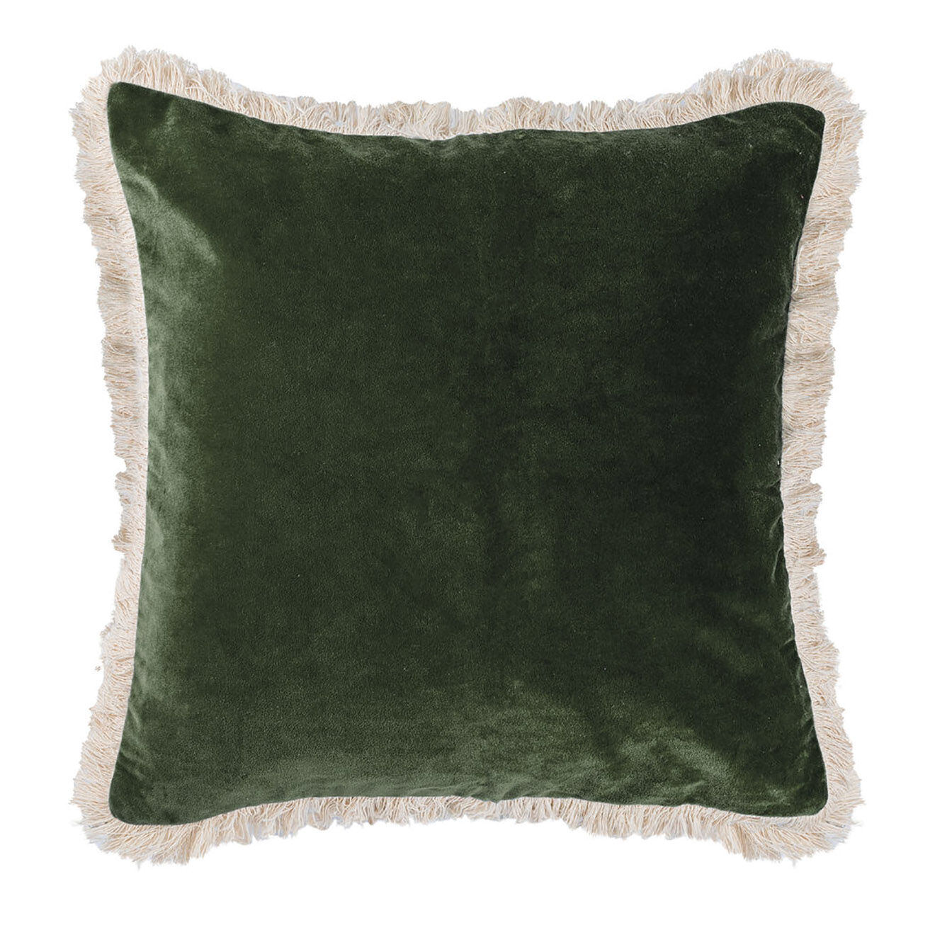 Febronie Housse de coussin en velours Budapest vert kaki - 50x50 cm