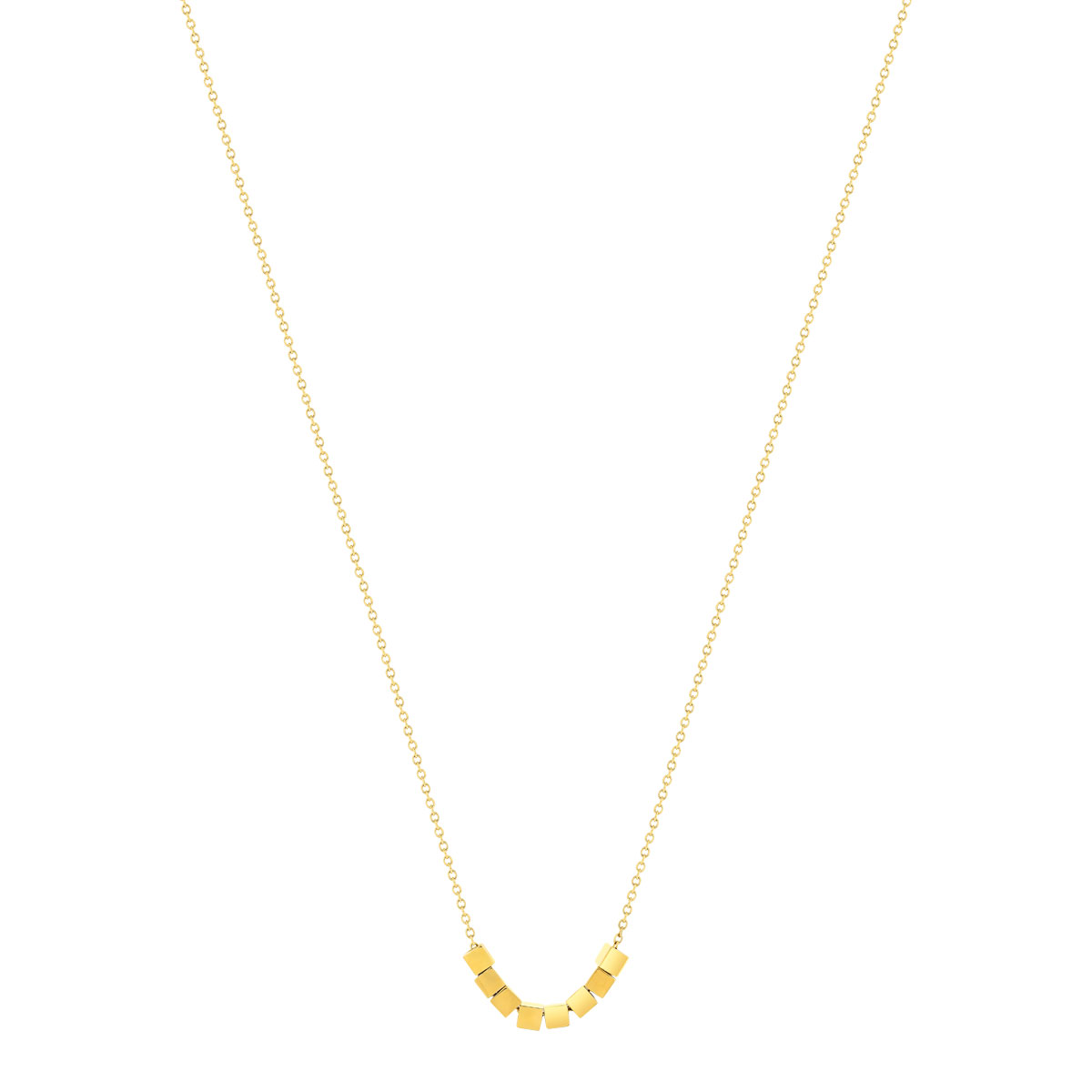 Collier acier doré jaune cube 47 cm