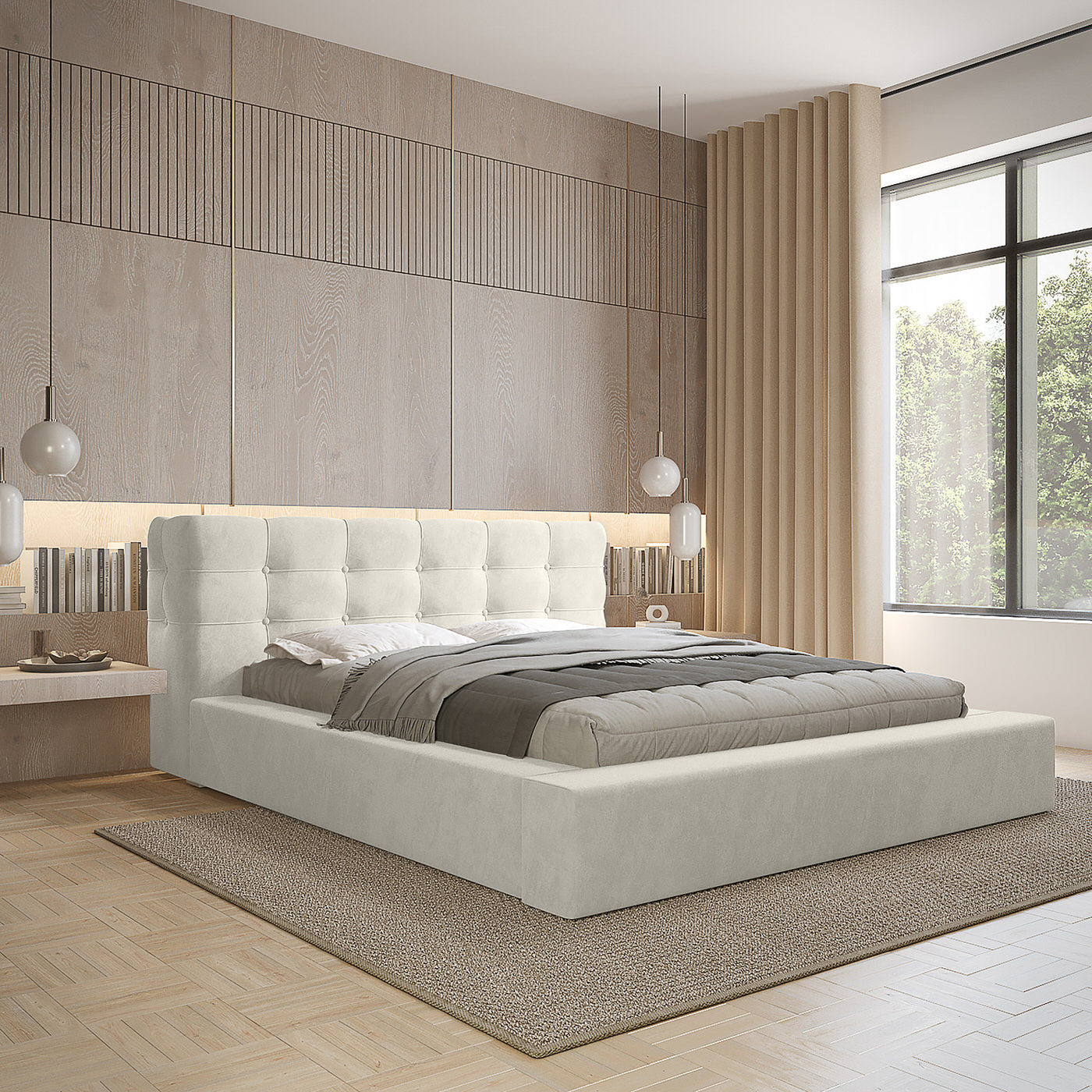 Trae Mobler Grace 140 x 200 cm Gestoffeerd Bed Lichtgrijs