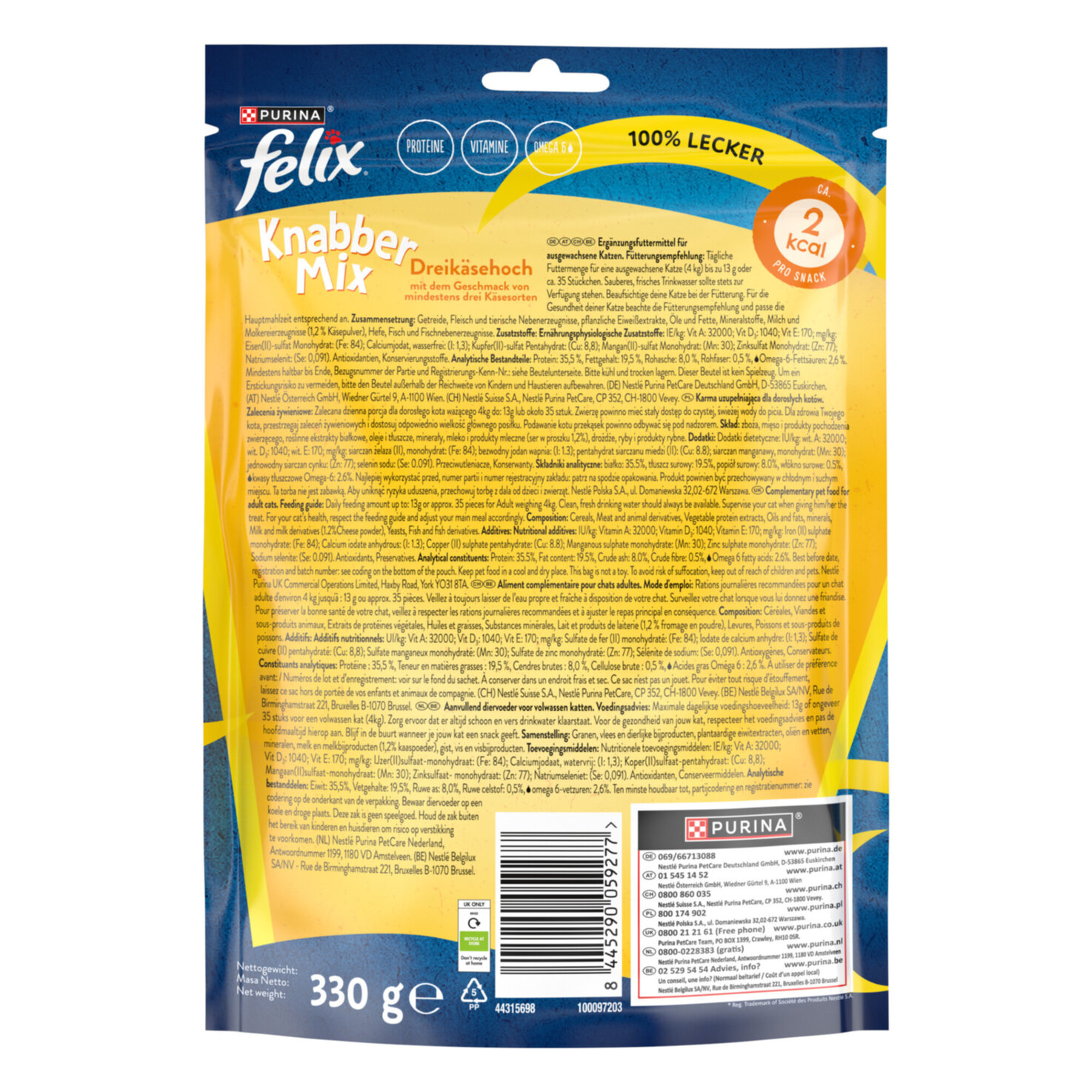 Felix Knabber Mix Katzensnack Käse