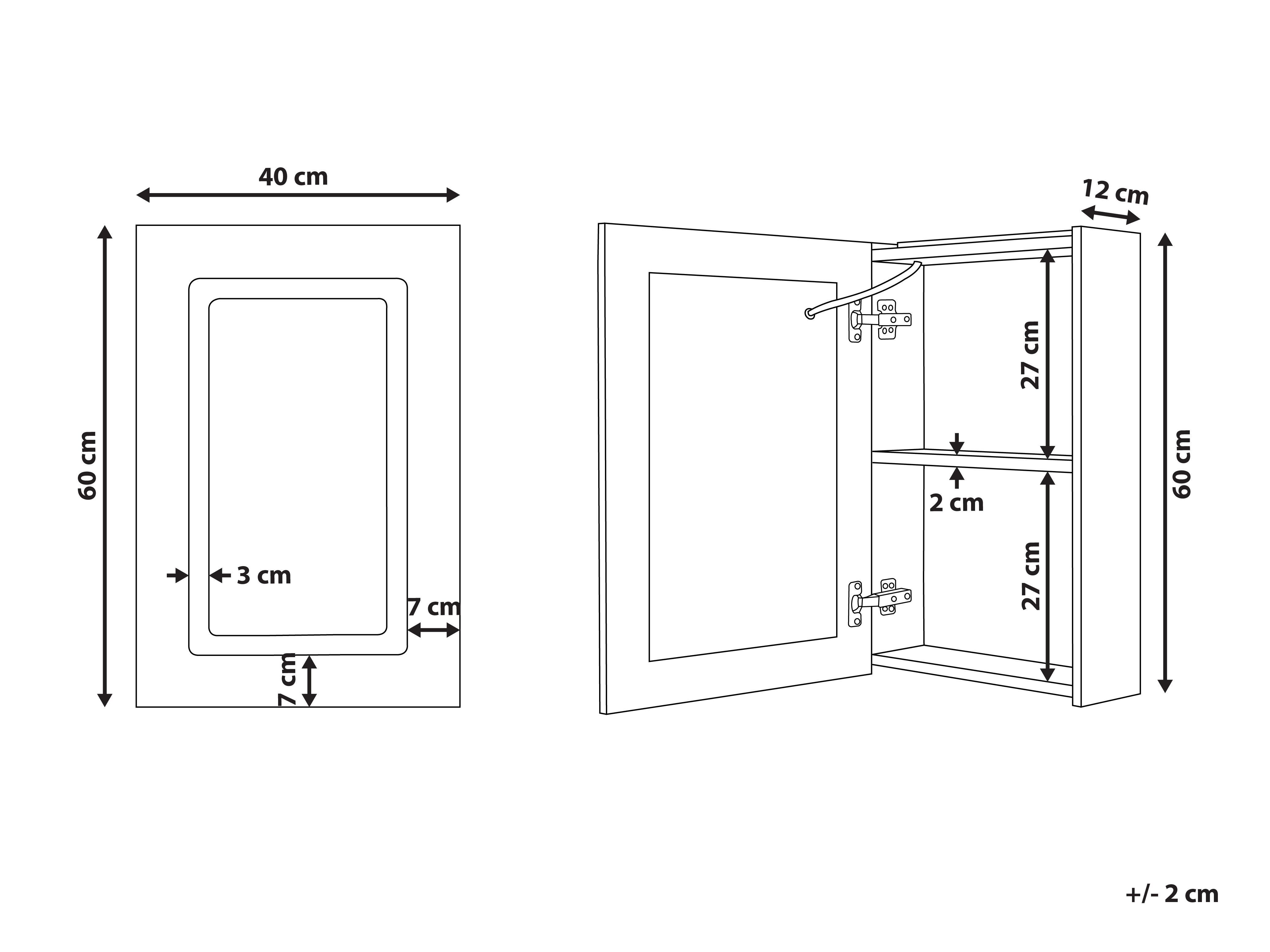 Badkamer wandkast met spiegel LED CONDOR 40 cm 60 cm Zwart