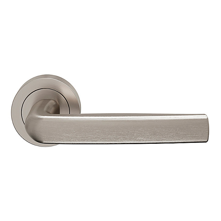 Ensemble poignée sur rosace Incurvé à visser GoodHome Primel effet nickel satin gris Ø52mm