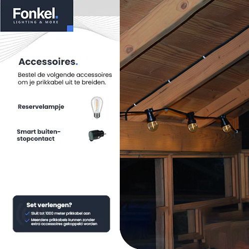 100m Arena platte LED Prikkabel - IP65 Lichtsnoer Buiten - koppelbaar - inclusief 100x E27 lampen - Incl. Stekker