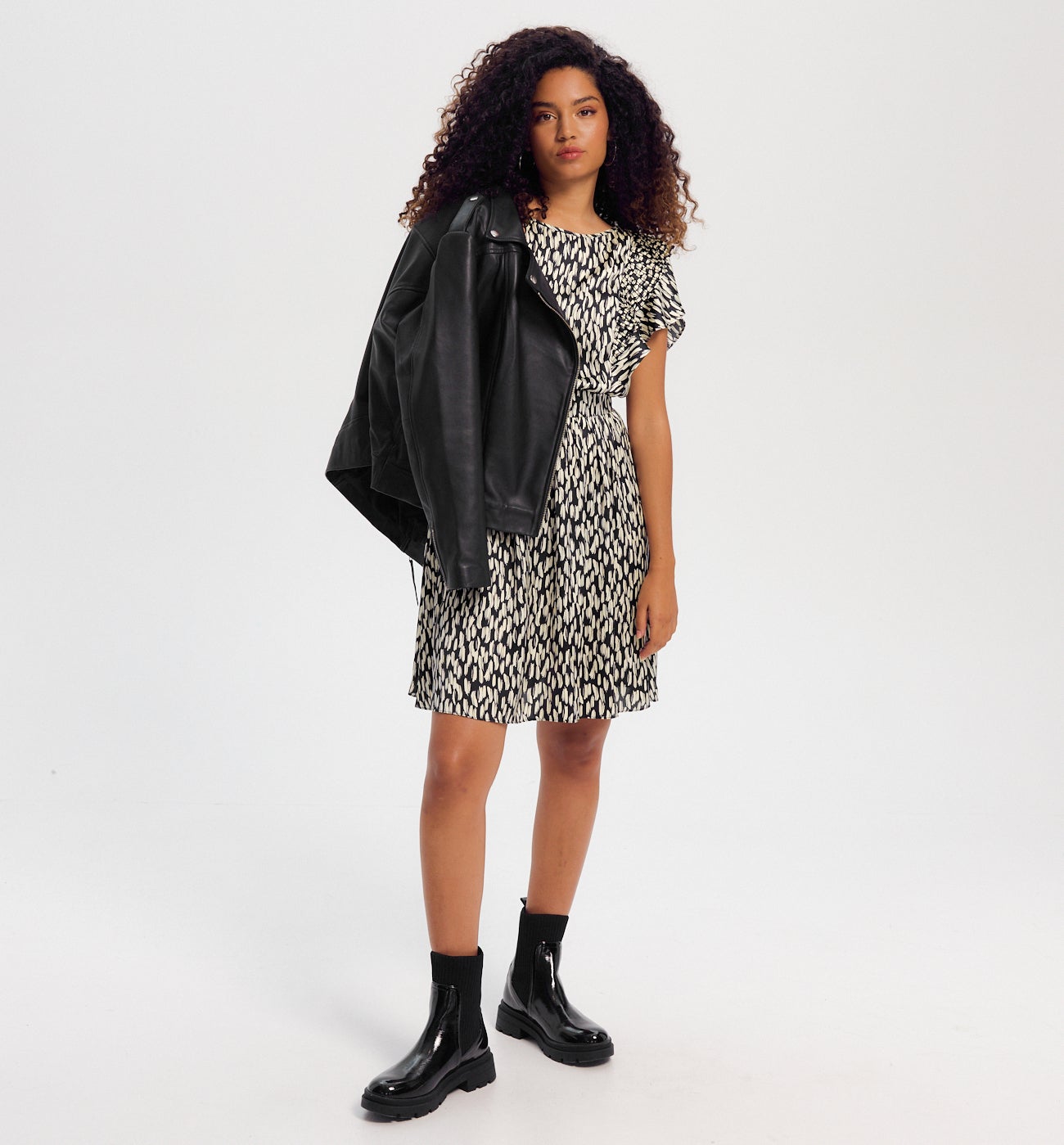 Robe en satin imprimé Femme - Imprimé marine