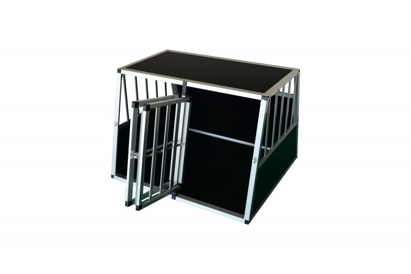 Doppelhundebox Alu geneigte Rückseite M schwarz