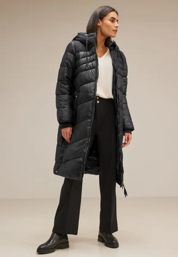 Materialmix Wintermantel - Black