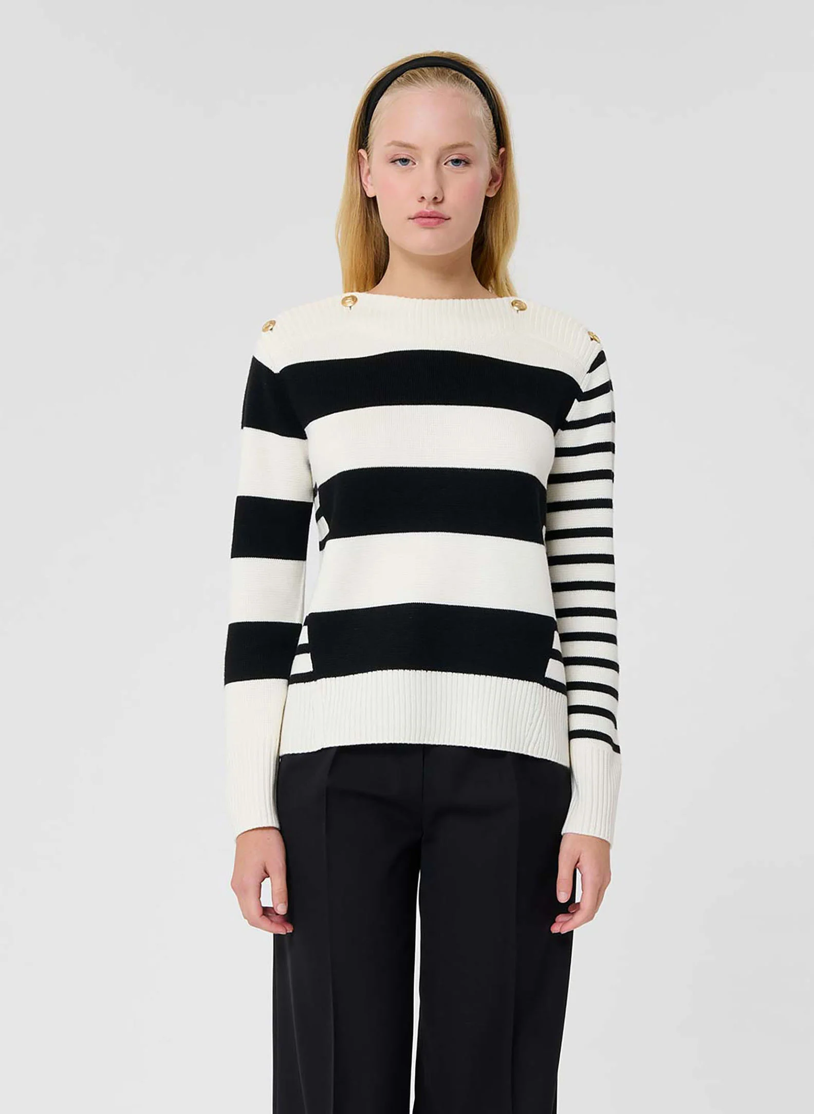 POETESSE - Pull large rayé marinière | Beige
