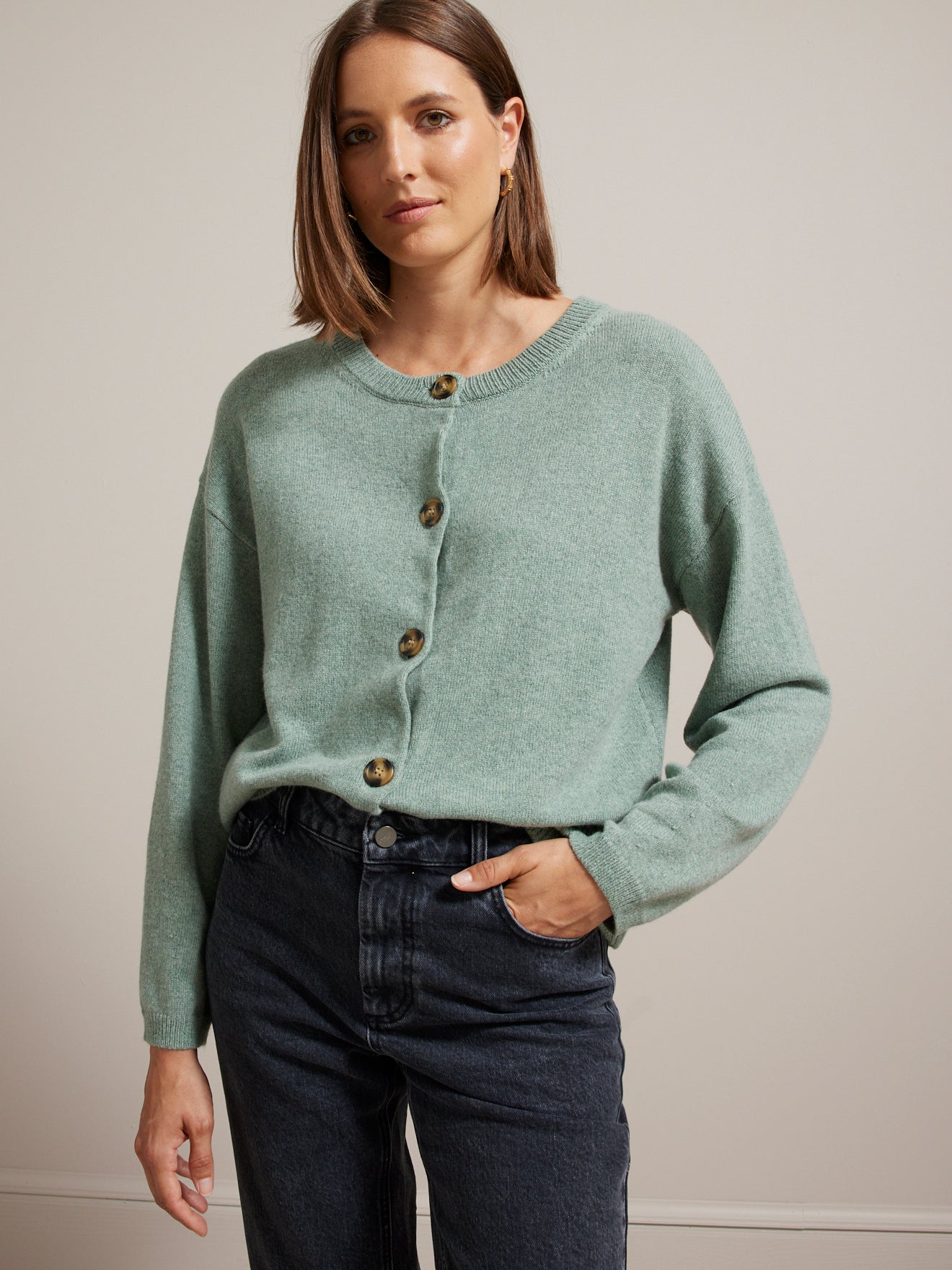 Cardigan boxy femme laine mérinos RWS*