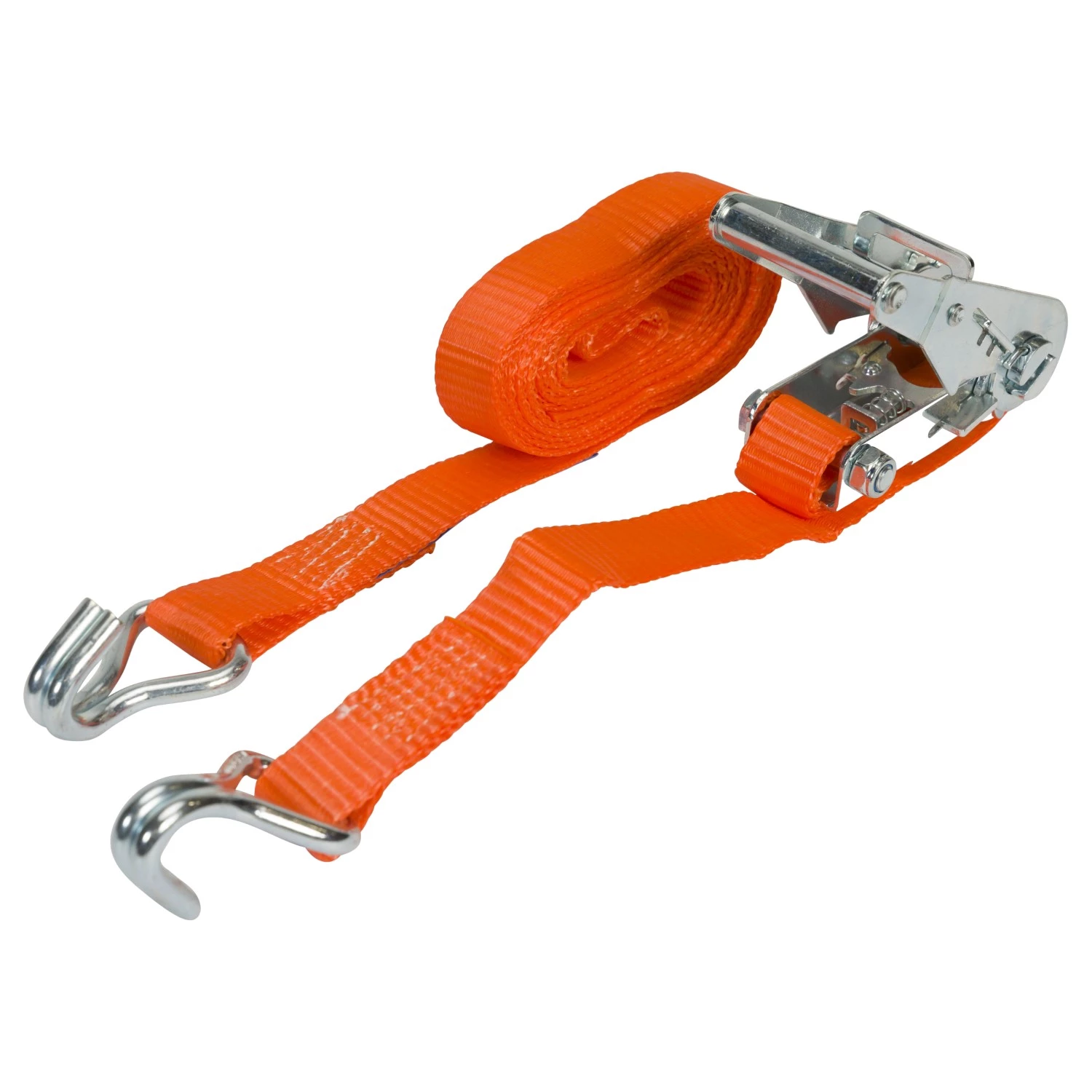 Konvox LAZE1400-2637 Spanband met ratelgesp en J-haken - 5m x 25mm - LC750/1500 - Oranje