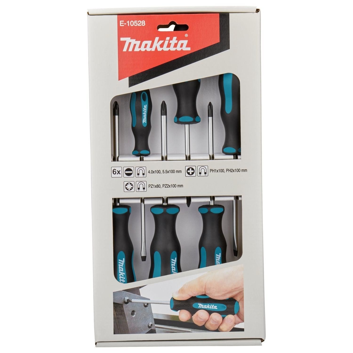 Makita E-10528 Schroevendraaierset 6-delig SL4 / SL5,5 / PH1 / PH2 / PZ1 / PZ2