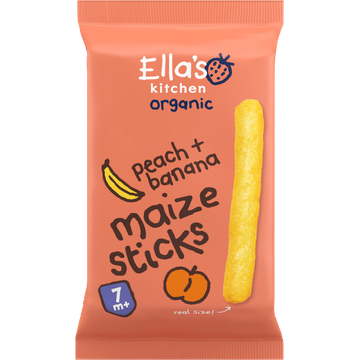 Ella's Kitchen Maize sticks perzik + banaan 7+ biologisch 16 g
