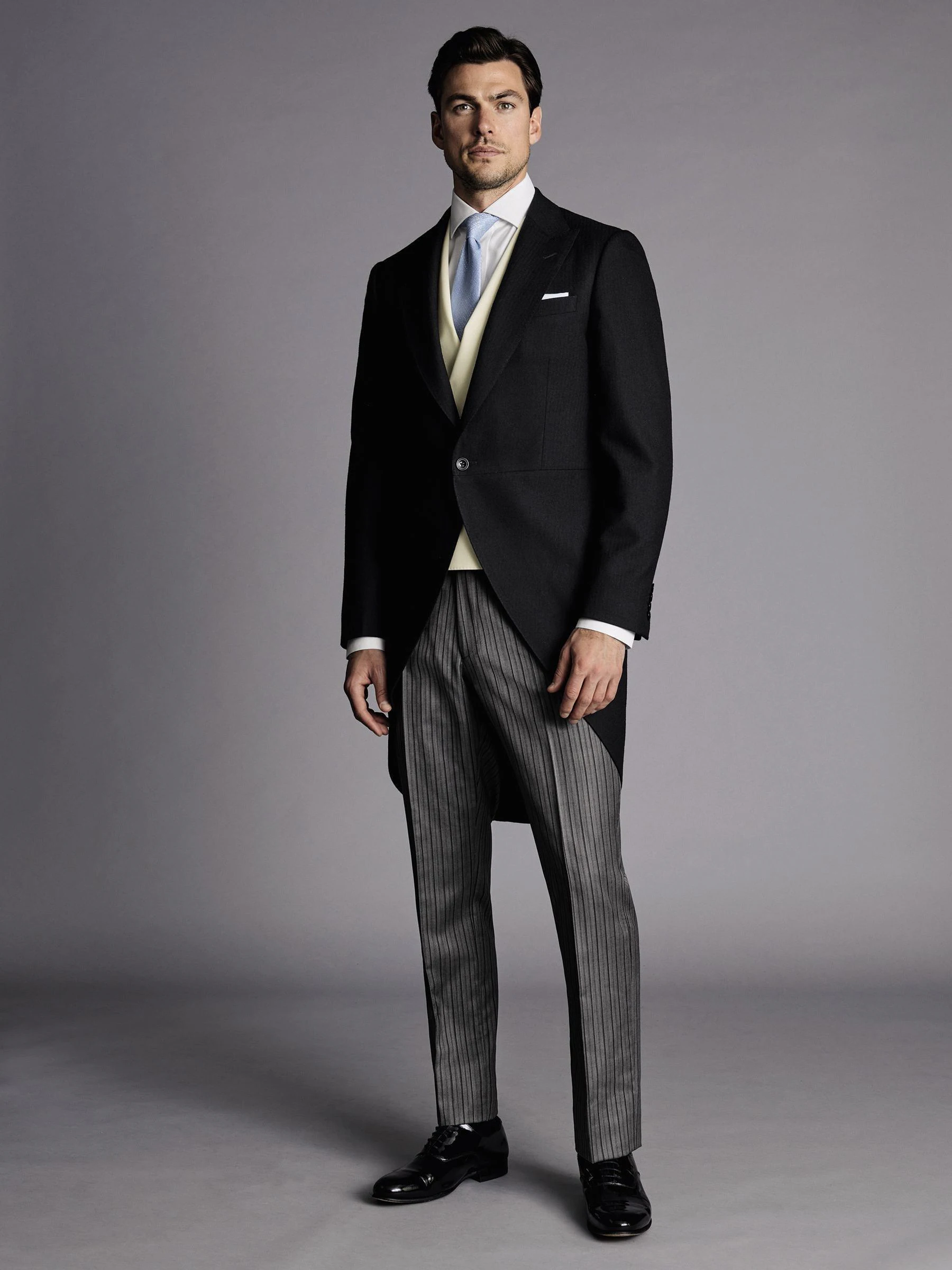 Charles Tyrwhitt Slim Fit Herringbone Morning Suit: Tailcoat