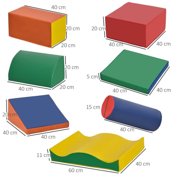 7 Stk. Myke Byggeklosser, Byggeklosser, Skumbyggeklosser For Løping Og Klatring, Gigantiske Byggeklosser, Myke Byggeklosser, Kunstskinn, Fargerikt