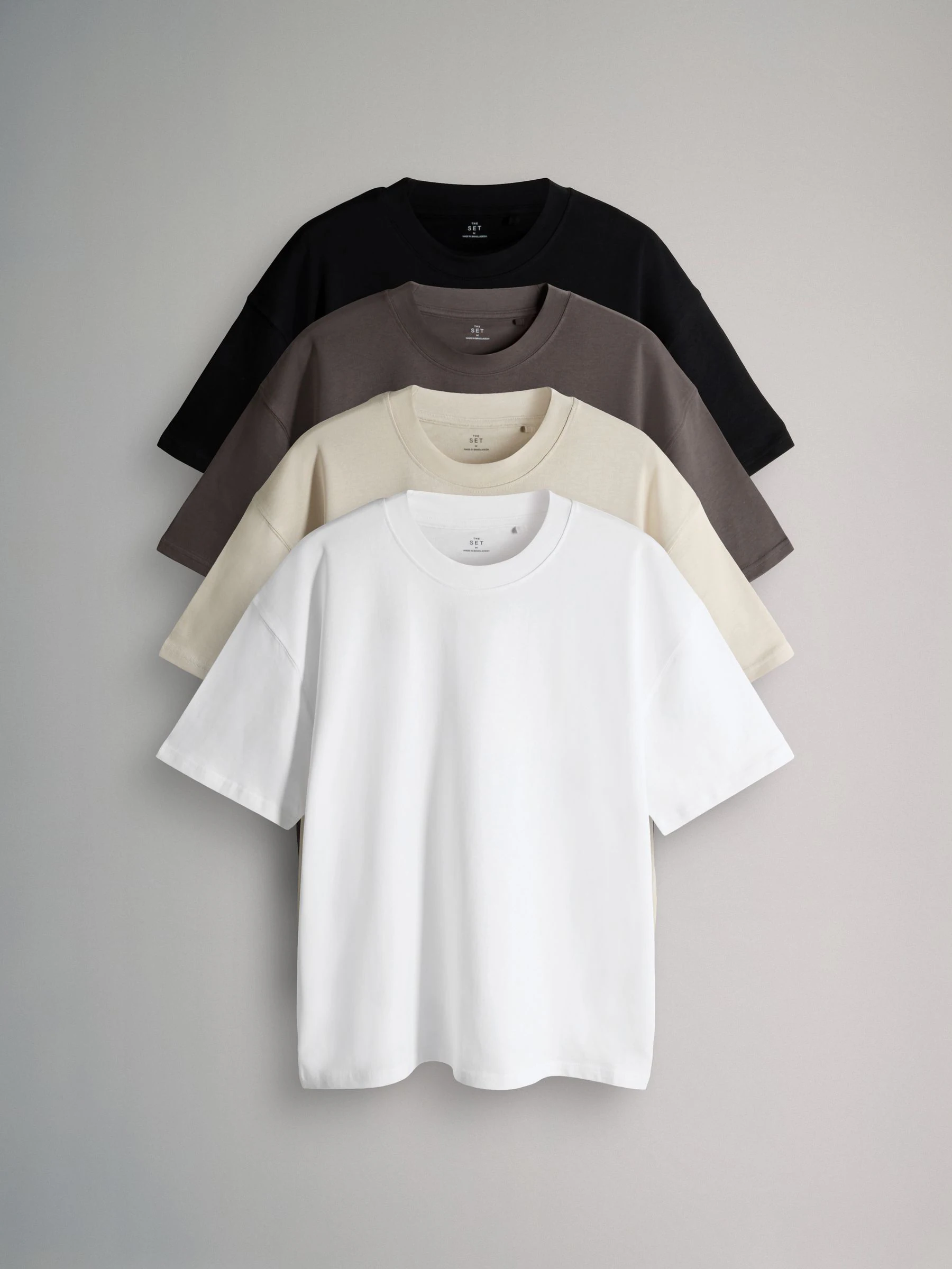 Black Grey White - The Set 4 Pack Short Sleeve Cotton T-Shirts
