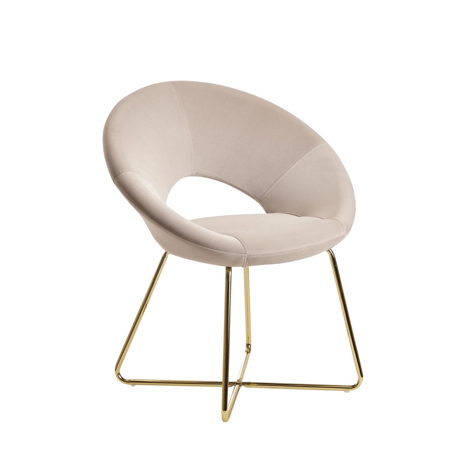 Esszimmerstuhl - beige - goldene Metallbeine