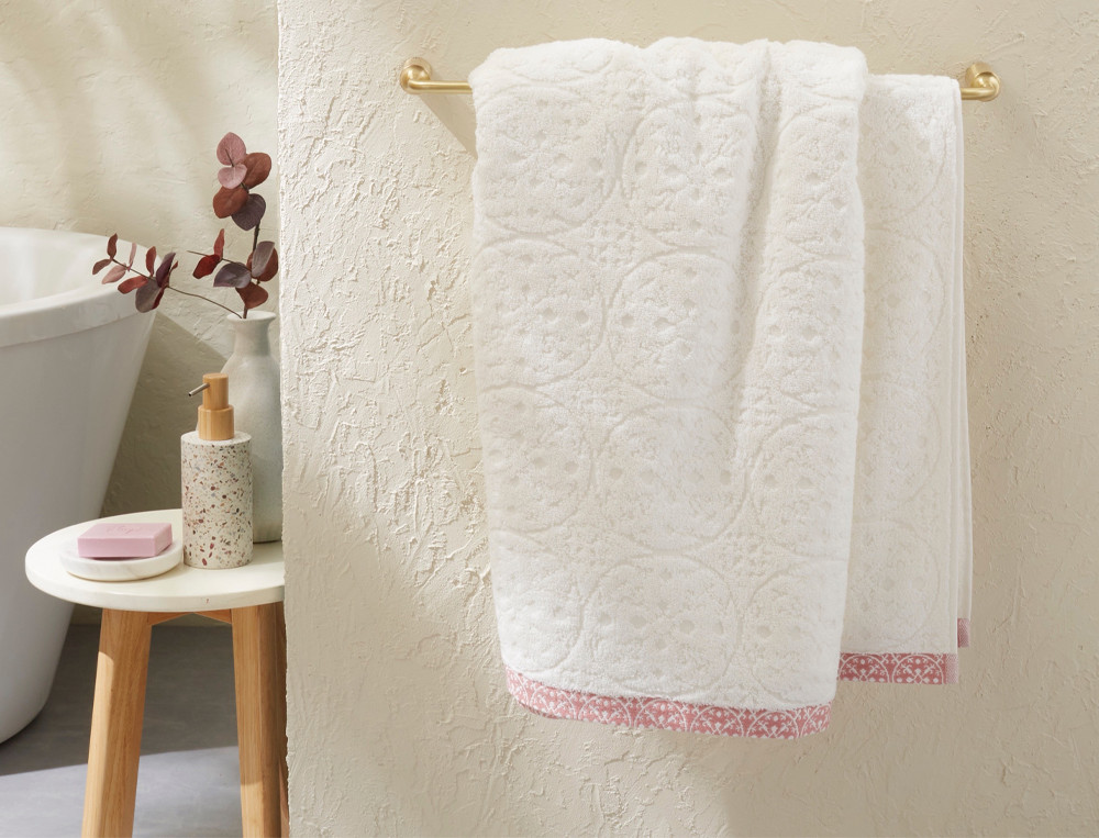 Linge de bain ciselé blanc-Séville