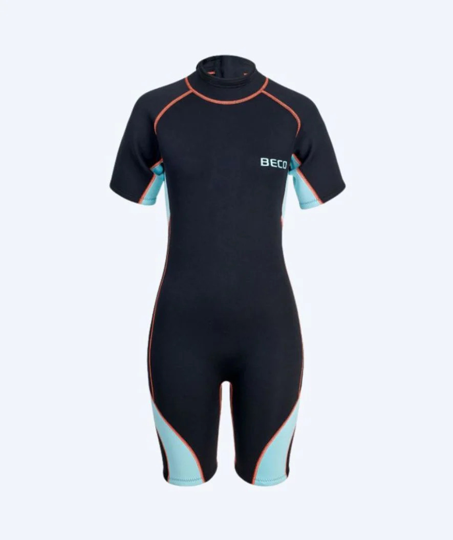 Beco neopren våddragt til damer - Neoprene Shorty - Sort/lyseblå