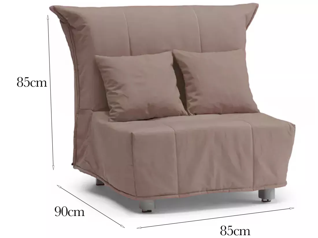 Canapé-lit Dabargi, Canapé simple, 100% Made in Italy, Fauteuil de salon avec ouverture trolley, en tissu rembourré, avec coussins inclus, 85x90h85 cm, Taupe