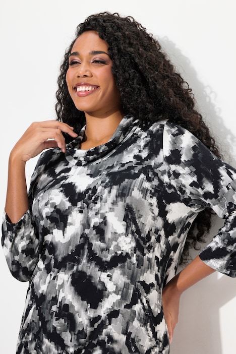 Shirt, Pixeldruck, Classic, Rollkragen, 3/4-Arm