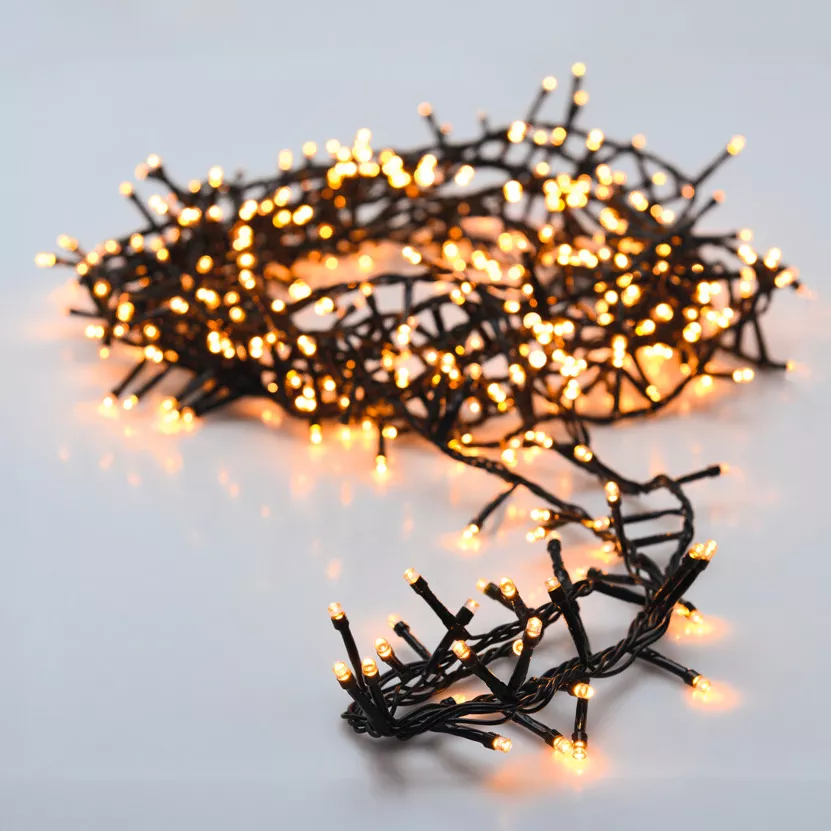 Guirlande lumineuse à piles 4 m 200 LED câble vert Boa Blanc chaud