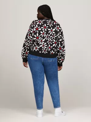 Cardigã oversized com estampa floral miúda