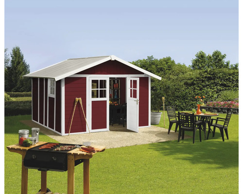 Grosfillex Deco tuinhuis H 11 x L 370 x 407 cm rood-wit