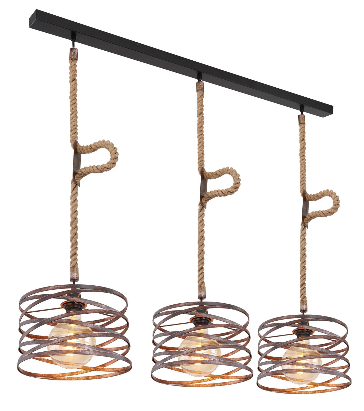 GLOBO Retrofit Pendelleuchte Marco 115x120 cm rostfarbig