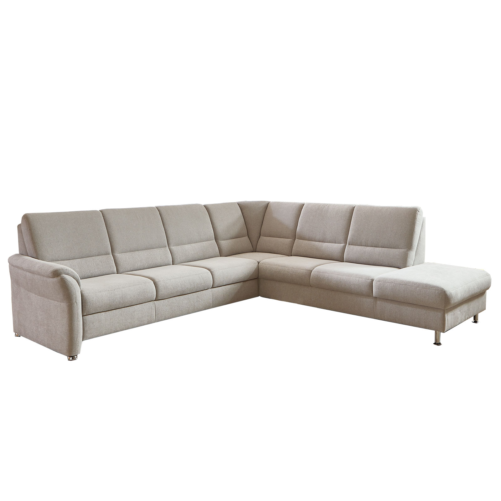 polsterpower Ecksofa - ecru - Basismodell - Anstellhocker rechts
