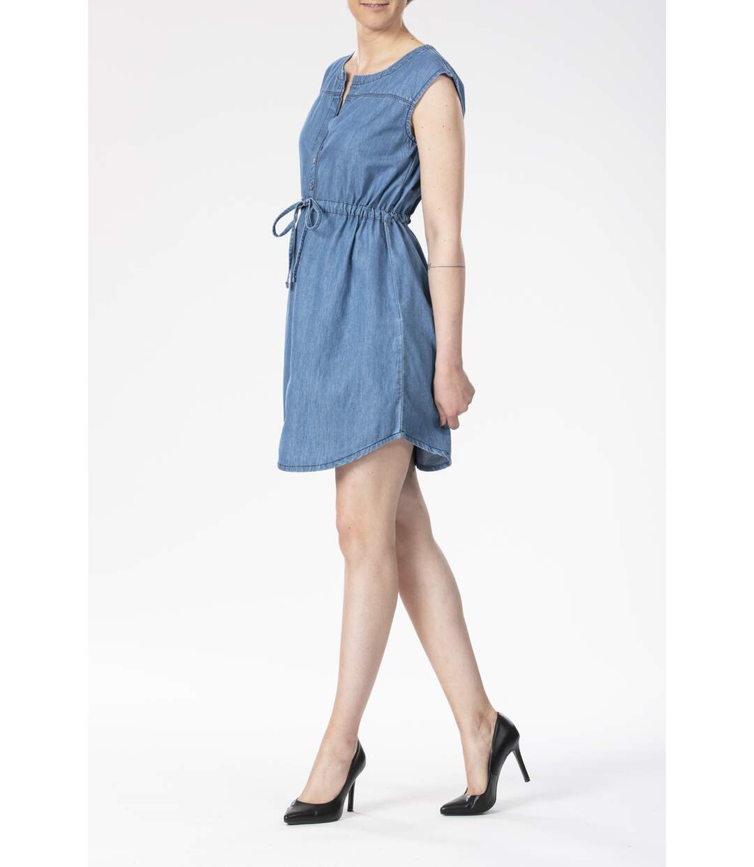 Robe sans manches chambray bleached EGLE BLEU