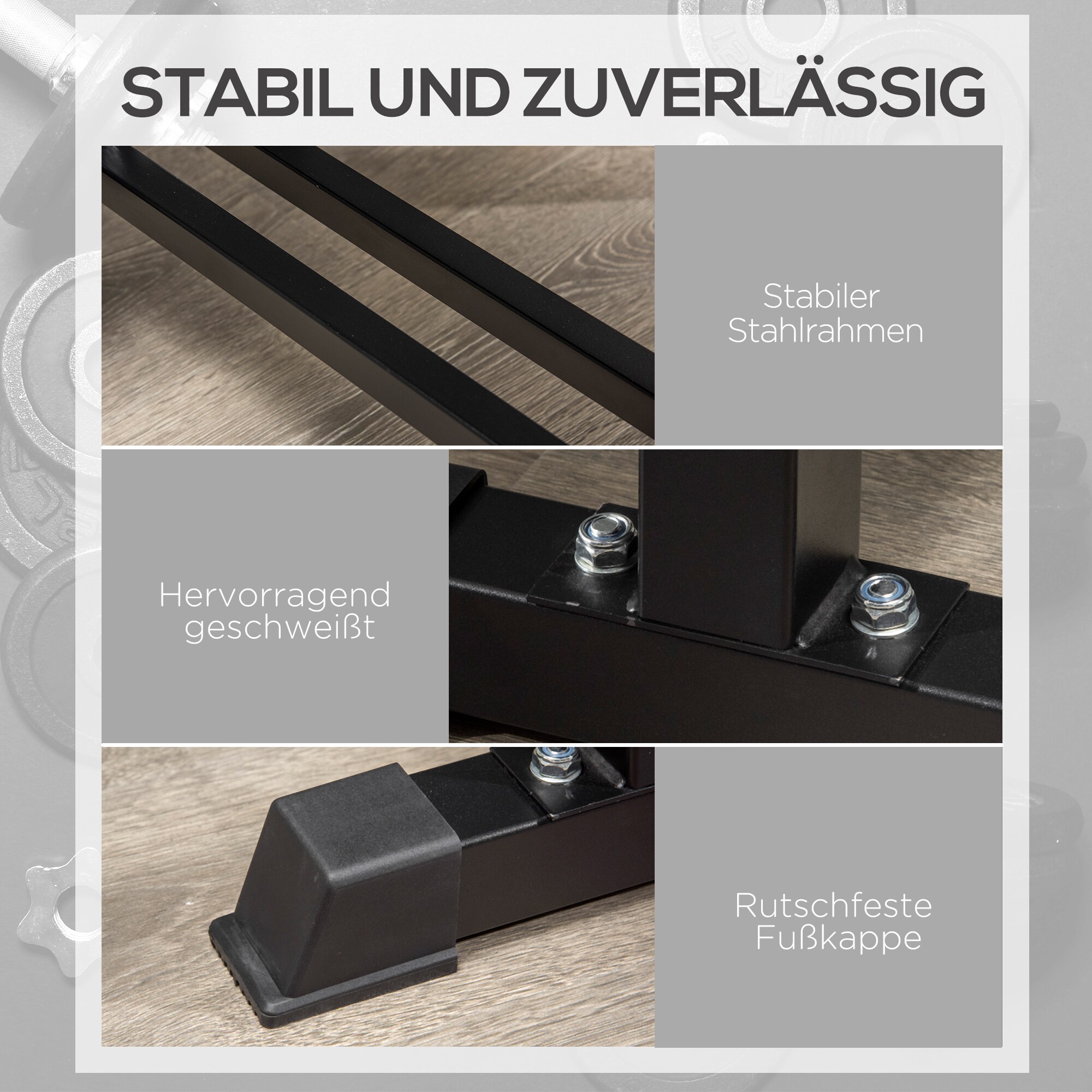 HOMCOM Hantelbank mit Sitzkissen schwarz 118L x 36B x 44H cm
