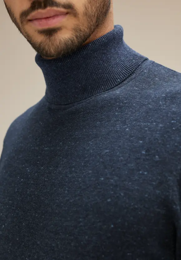 Basic Rollkragen Pullover - eclipse blue melange