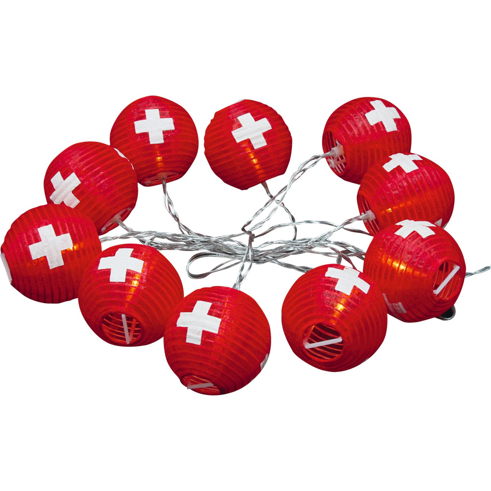 Lampion Kette Schweizerkreuz Solar LED Outdoor 180 cm
