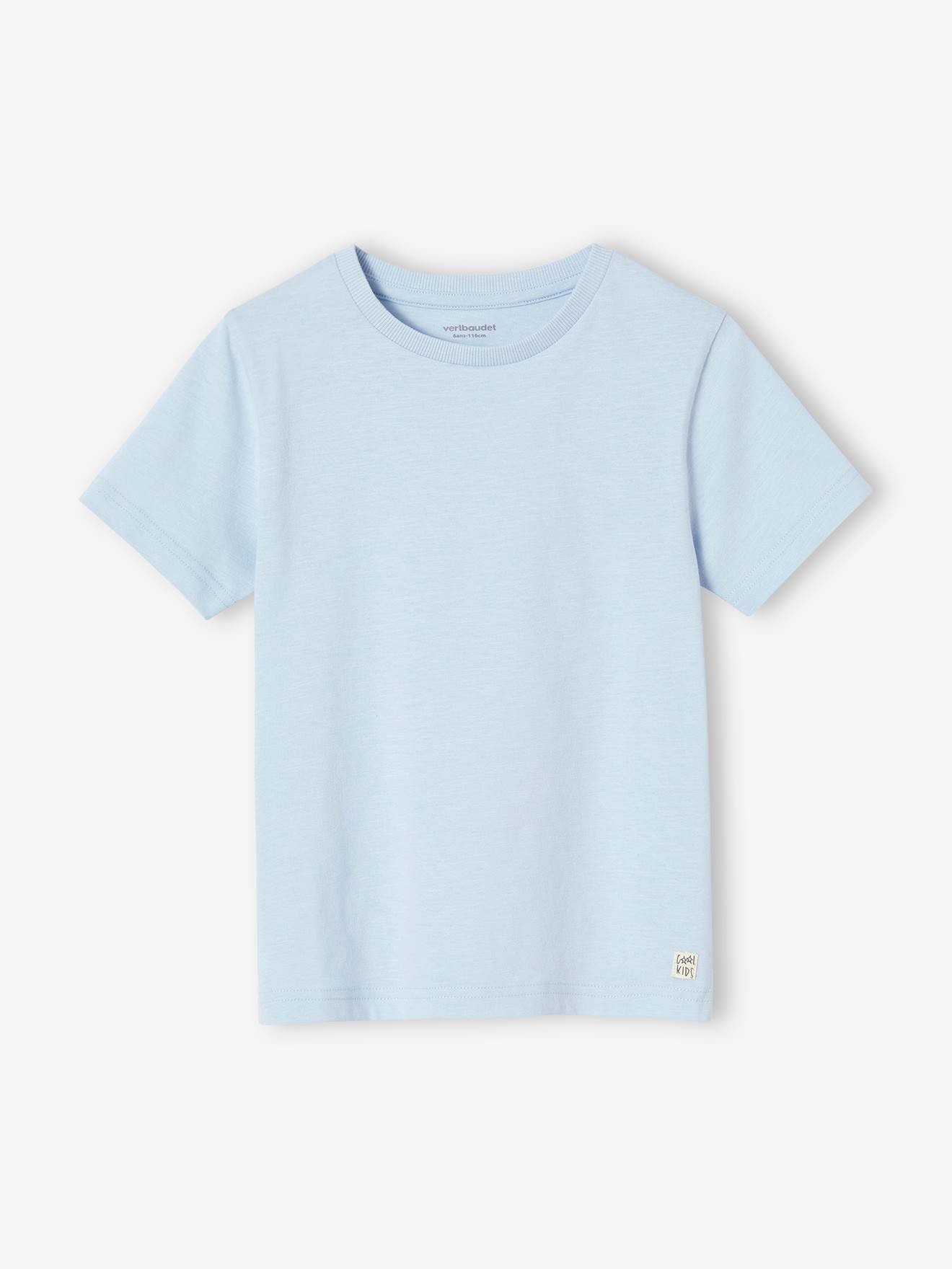 Camiseta de manga curta personalizável para meninos, azul claro