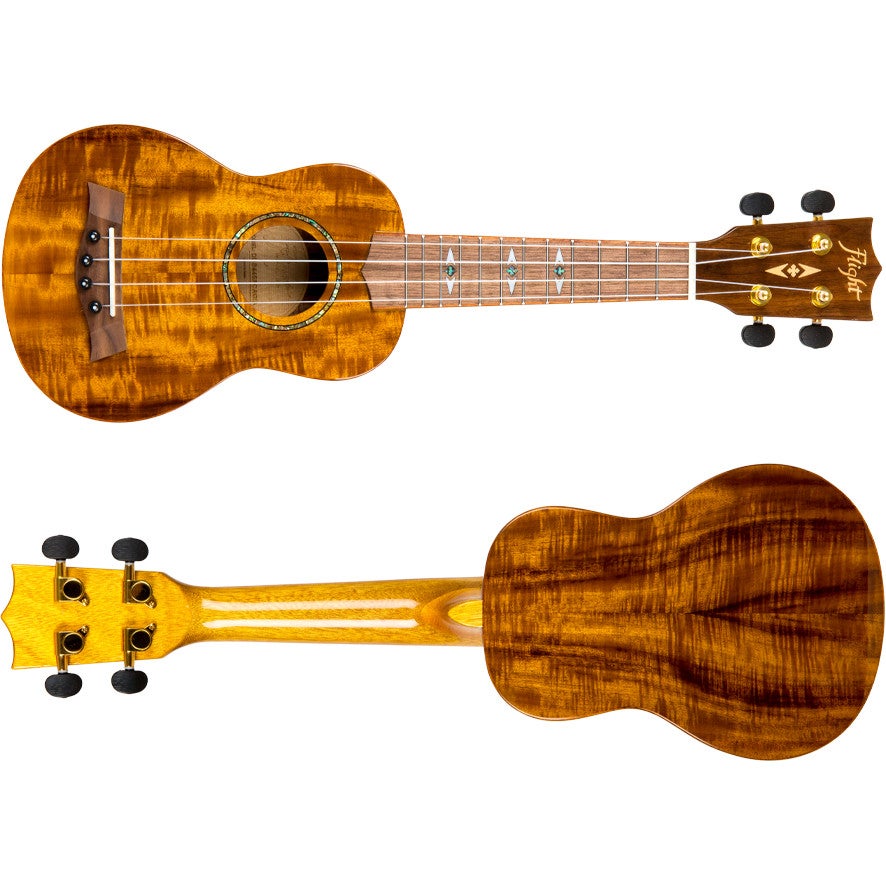 Flight Supernatural Series DUS445 Glossy Acacia sopraan ukelele met gigbag