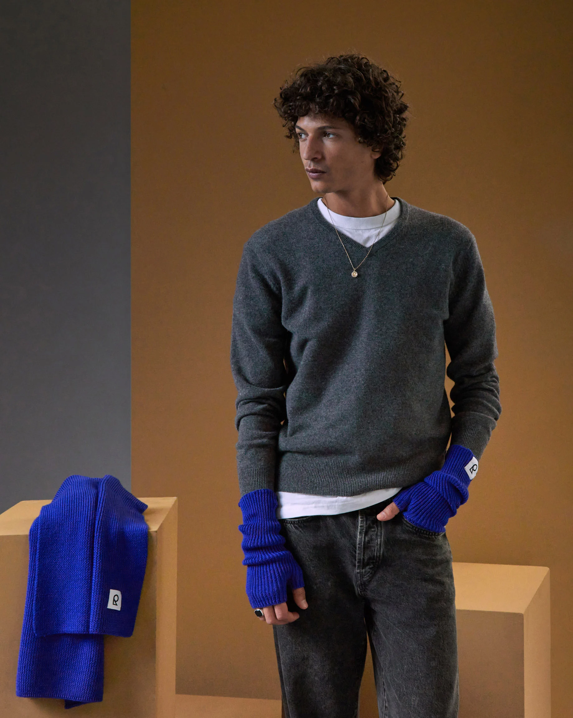 Pull homme col v en cachemire 2 fils | Gris