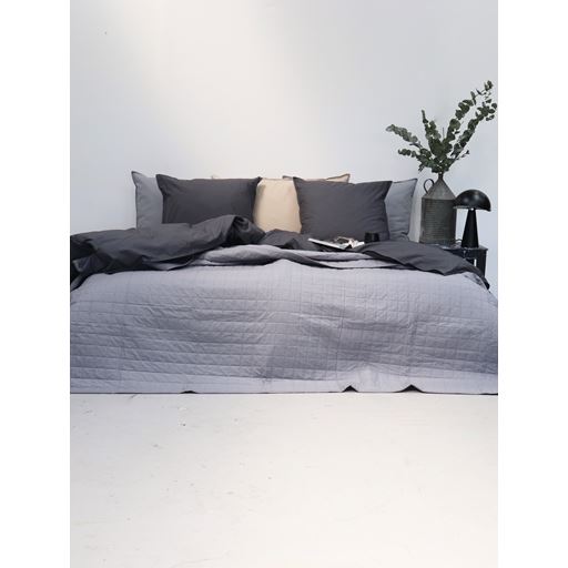 OMHU Quiltet Percale Sengetæppe, Grå, 260x260 cm