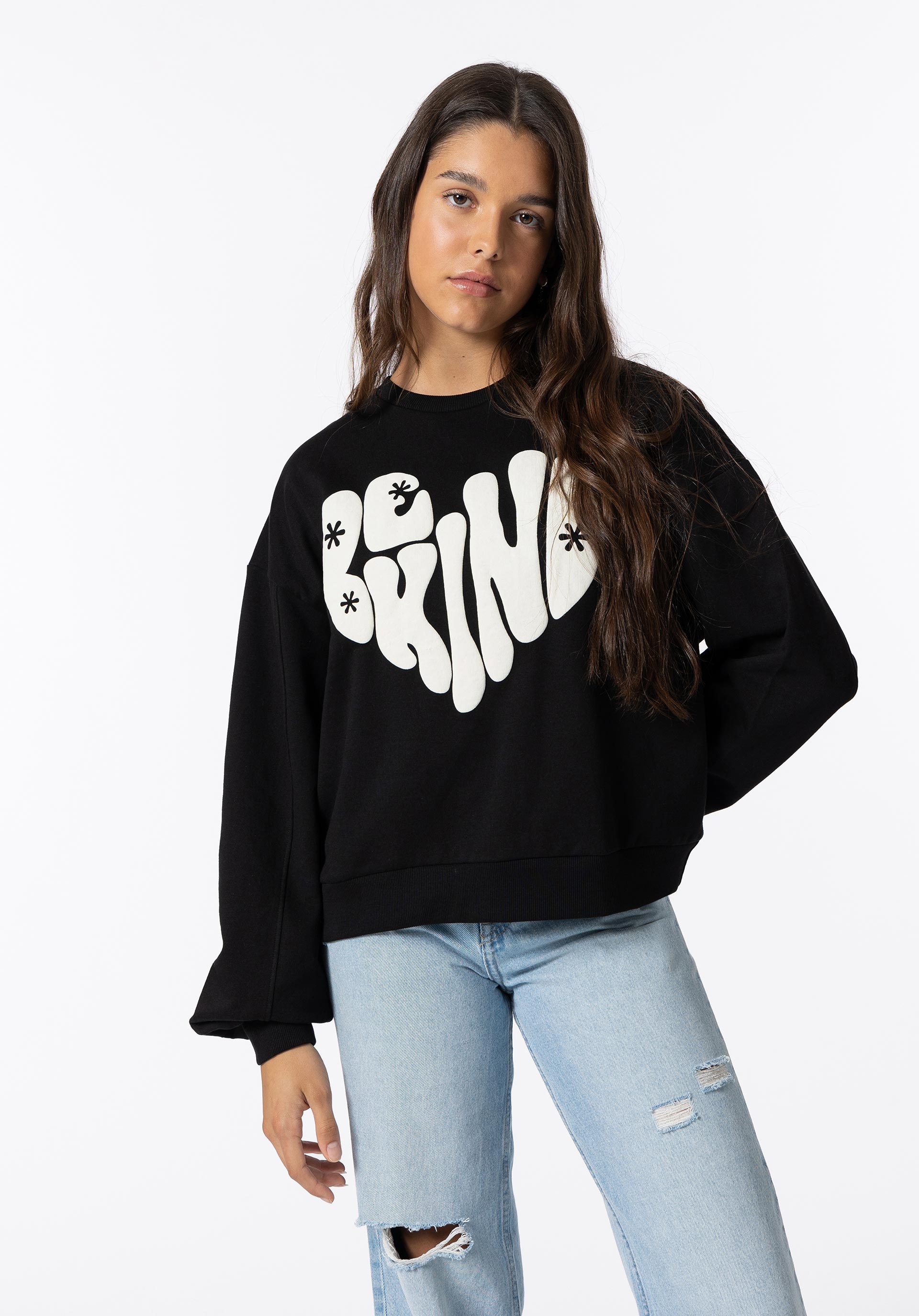 Sweatshirt Estampado Frontal com Relevo