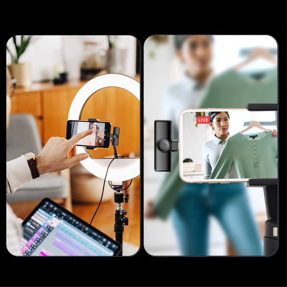 (3-tlg. Set) Kabelloses 360° Lavalier Mikrofon für iPhone / iPad mit Lightning Anschluss   Rauschunterdrückung für Livestreams / Interview / Podcast