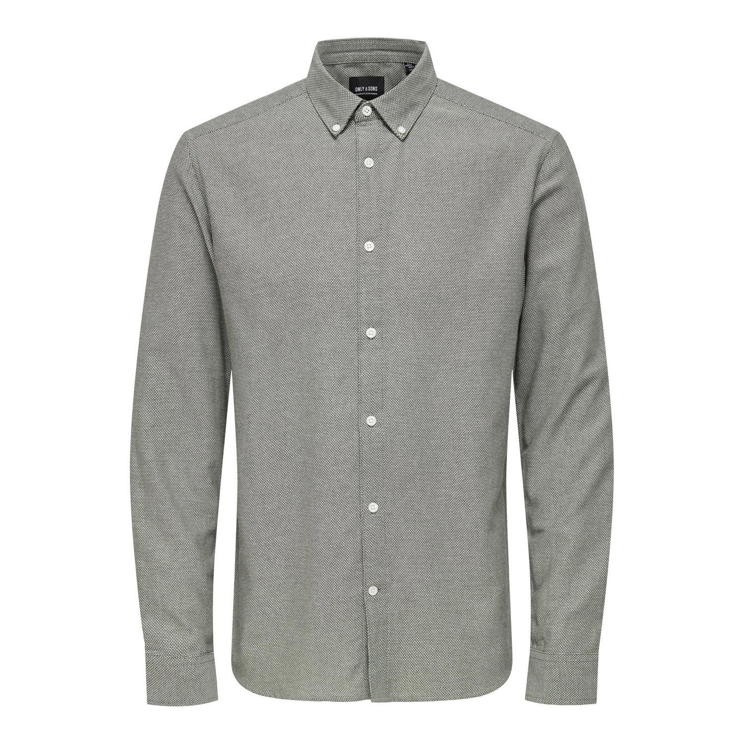 ONLY & Sons  Tar Slim Long Sleeve Melange Button Down Shirt