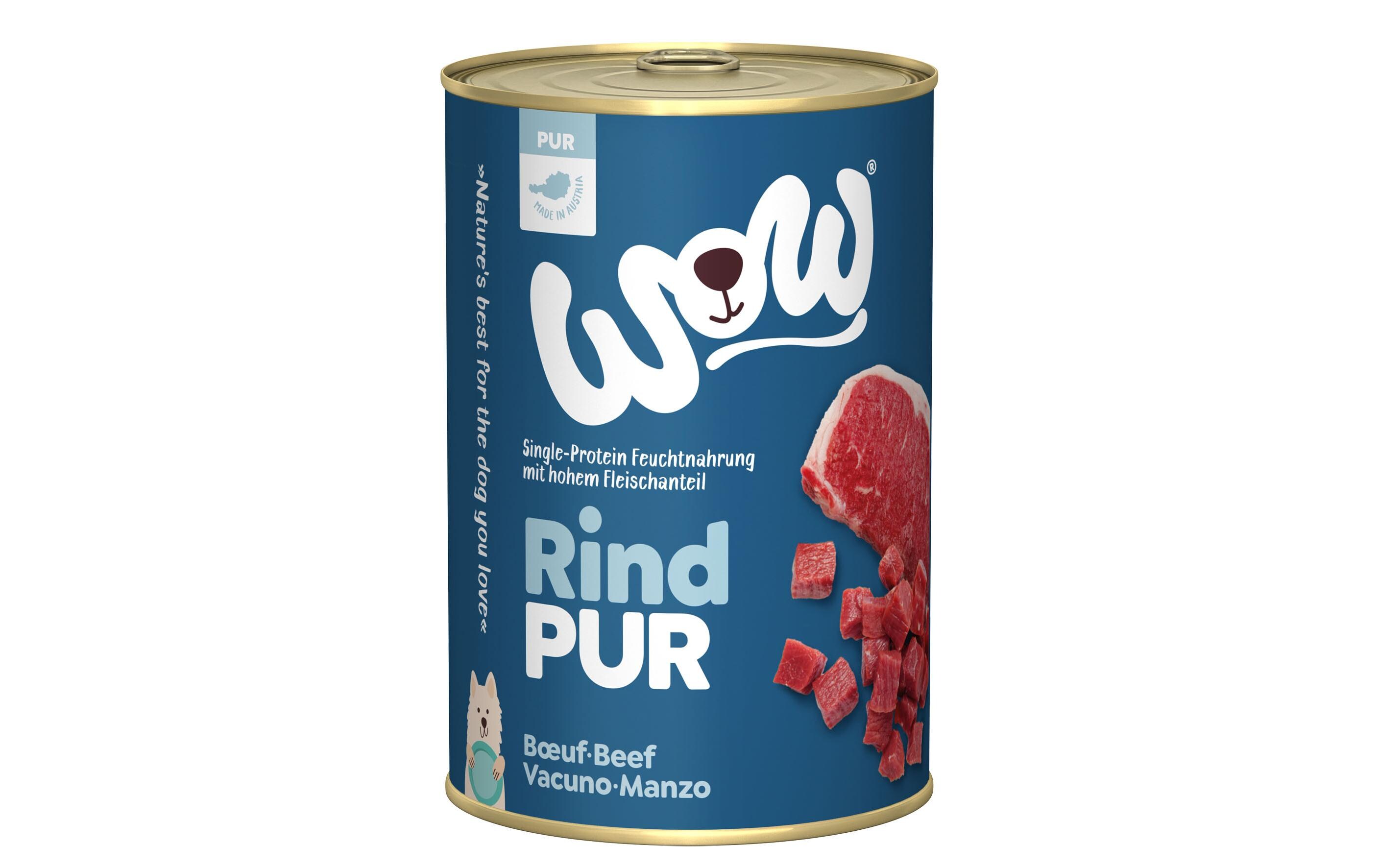 Nassfutter Pur Rind Single Protein, 400 gAlleinfutter-Menü für ausgewachsene Hunde aller Grössen und Rassen