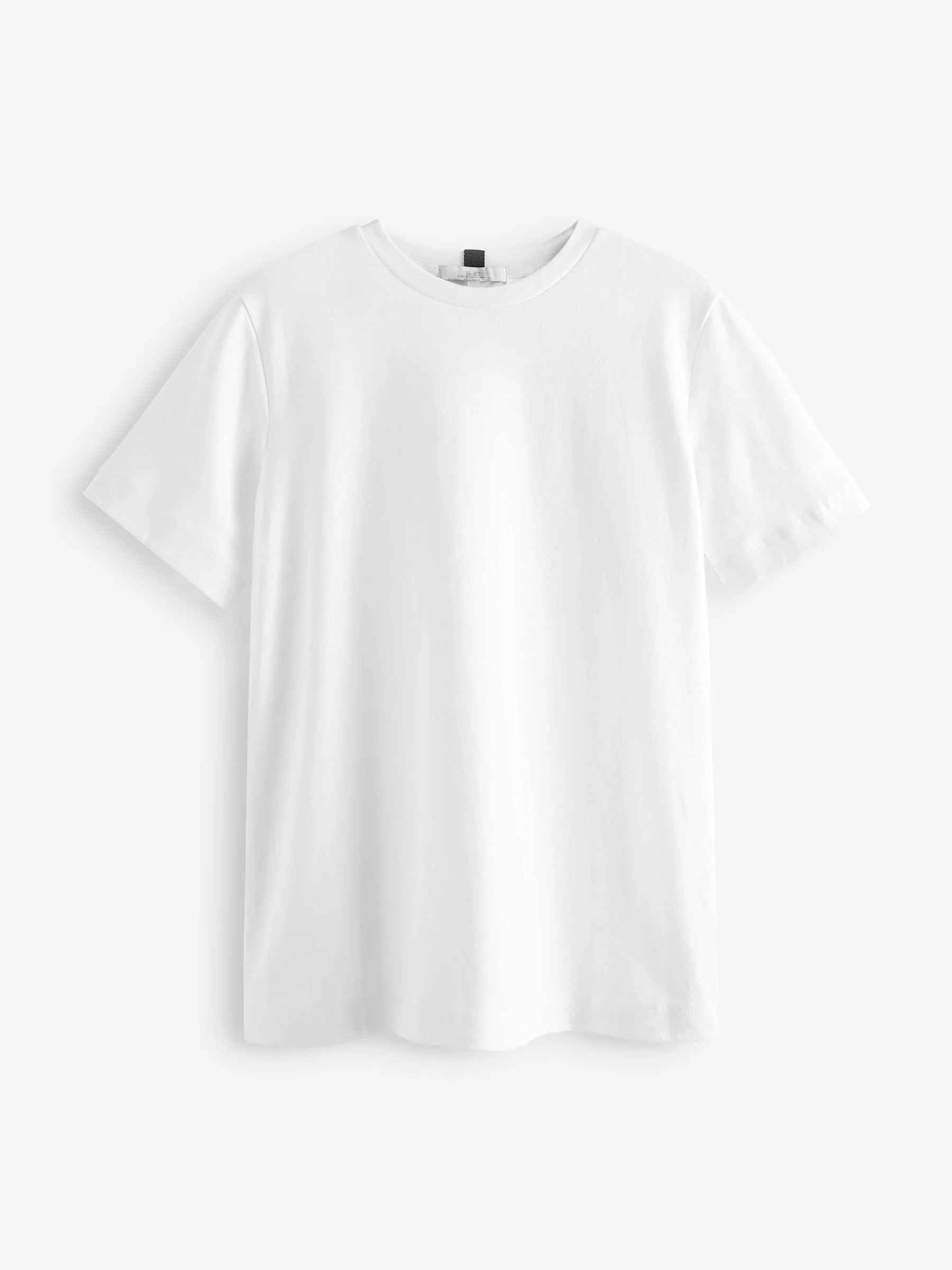 Wit - Dik T-shirt met ronde hals en korte mouwen