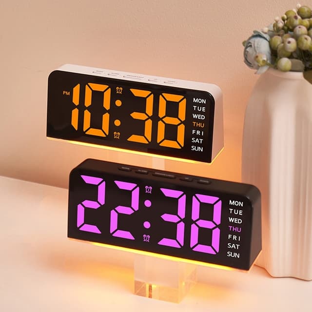 LED-ur Digitalt vækkeur Stort display Dato Temperatur vækkeur